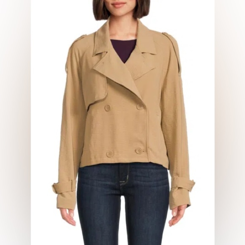 Laundry By Shelli Segal Cropped Shirt Jacket in camel - Picture 2 of 11